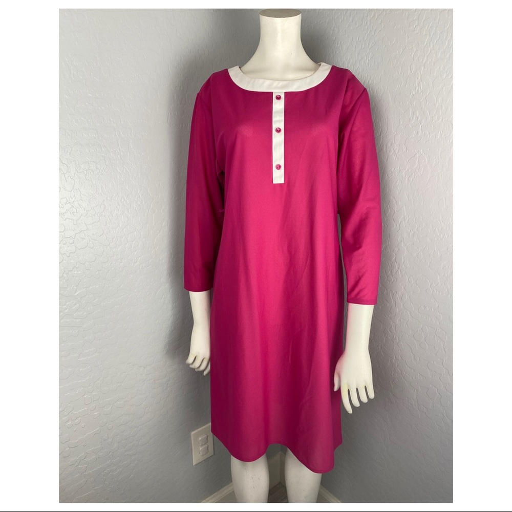 Vintage St Michael 60’s Mod Pink Long Sleeve Dress